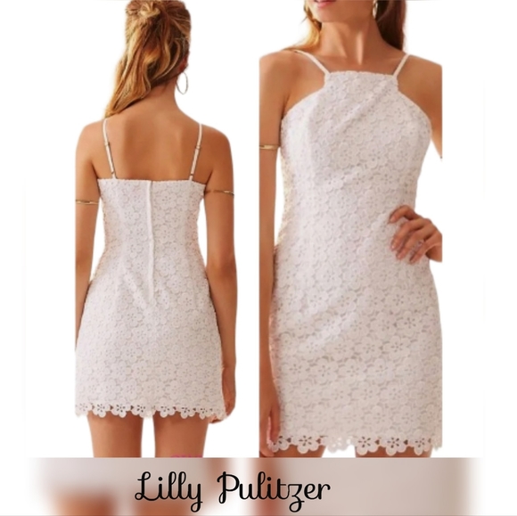 Lilly Pulitzer Dresses & Skirts - Lilly Pulitzer Katie Cut Out Daisy Resort Irradecent White Floral Lace Dress